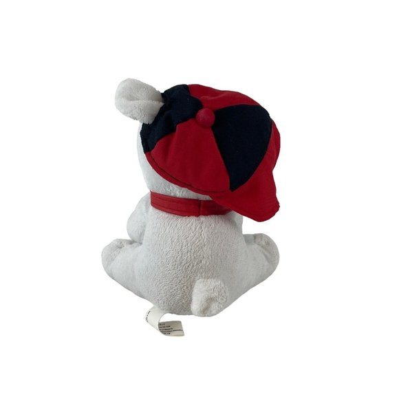 Burton+BURTON White Geogia French Bull Dog Plush 7" Red Black Cap Stuffed Puppy - Picture 3 of 6